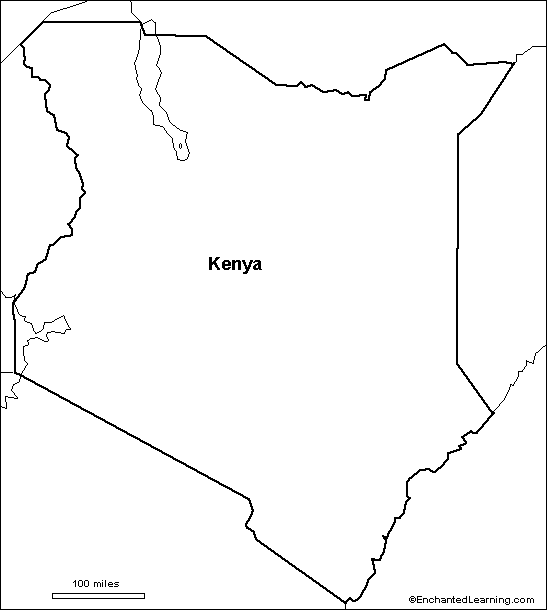 Outline Map Kenya EnchantedLearning