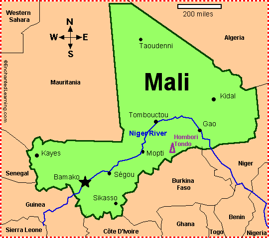 map of mali west africa Mali Enchantedlearning Com map of mali west africa