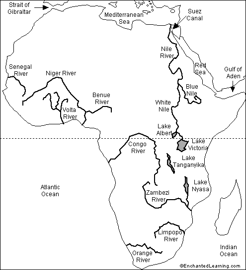africa rivers and major cities