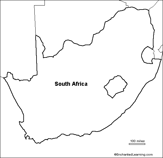 Southern Africa Map Blank Outline Map: South Africa   EnchantedLearning.com