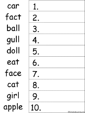 10 Words #1 Alphabetical Order Worksheet Printout - EnchantedLearning.com