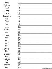 Search result: '25 Words #4 Alphabetical Order Worksheet Printout'