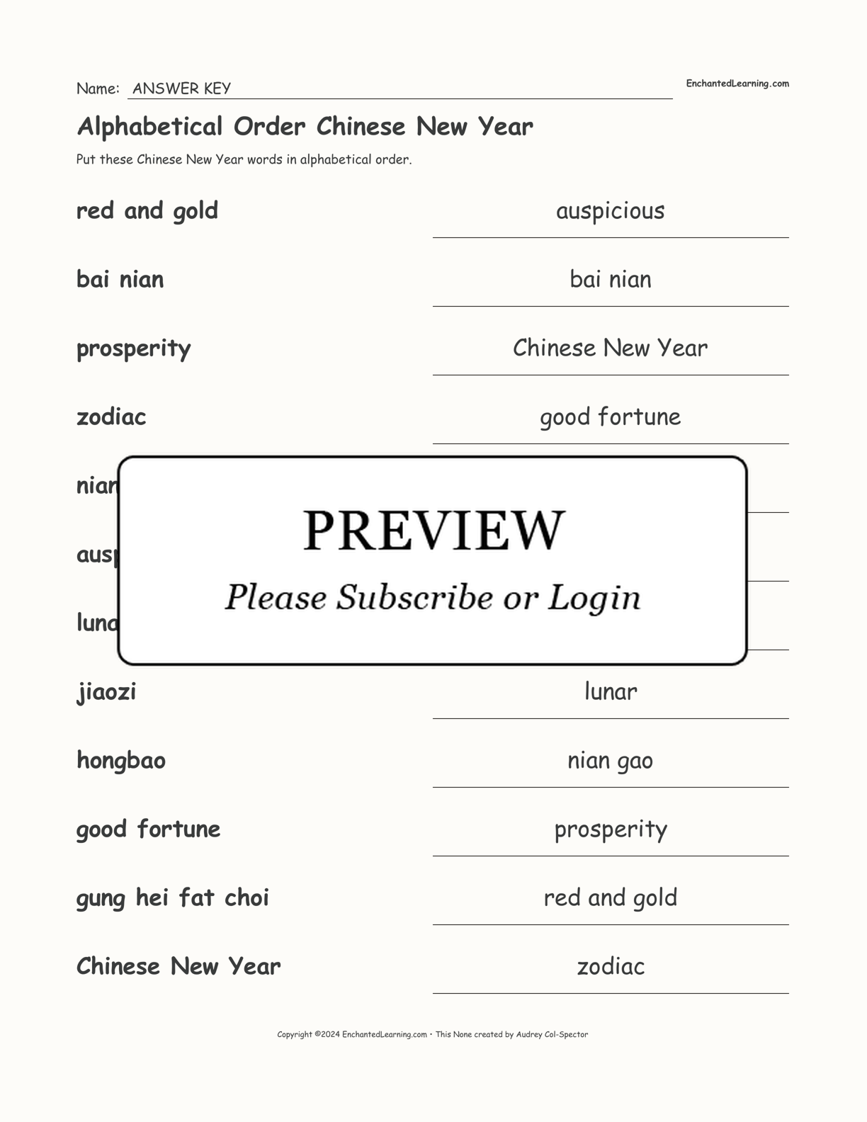 Alphabetical Order Chinese New Year interactive worksheet page 2