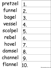 Search result: 'Words Ending in EL Alphabetical Order Worksheet Printout'