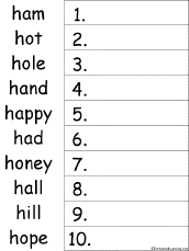 H Words Alphabetical Order Worksheet Printout Enchantedlearning Com