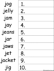 Search result: 'J Words Alphabetical Order Worksheet Printout'