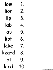 L Words Alphabetical Order Worksheet Printout Enchantedlearning Com