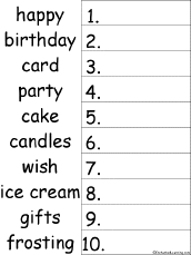 Search result: '10 Birthday Words Alphabetical Order Worksheet Printout'