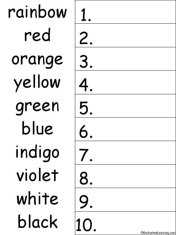 10 Color Words Alphabetical Order Worksheet Printout Enchantedlearning Com