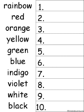 Search result: '10 Color Words Alphabetical Order Worksheet Printout'