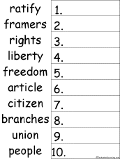 Search result: '10 Constitution Words Alphabetical Order Worksheet Printout'