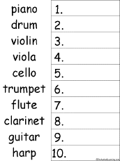 Search result: '10  Musical Instruments #2 Alphabetical Order Worksheet Printout'