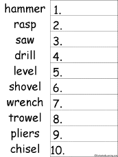 Search result: '10 Tool Words Alphabetical Order Worksheet Printout'