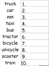 Search result: '10 Vehicles Alphabetical Order Worksheet Printout'