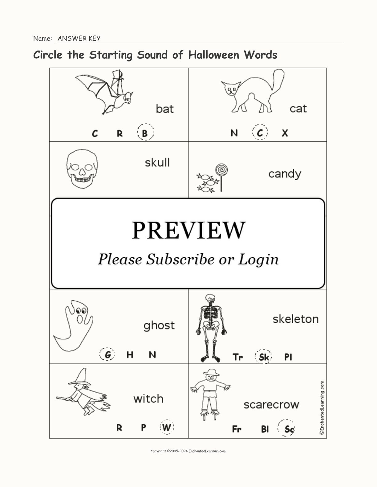 Circle the Starting Sound of Halloween Words interactive worksheet page 2