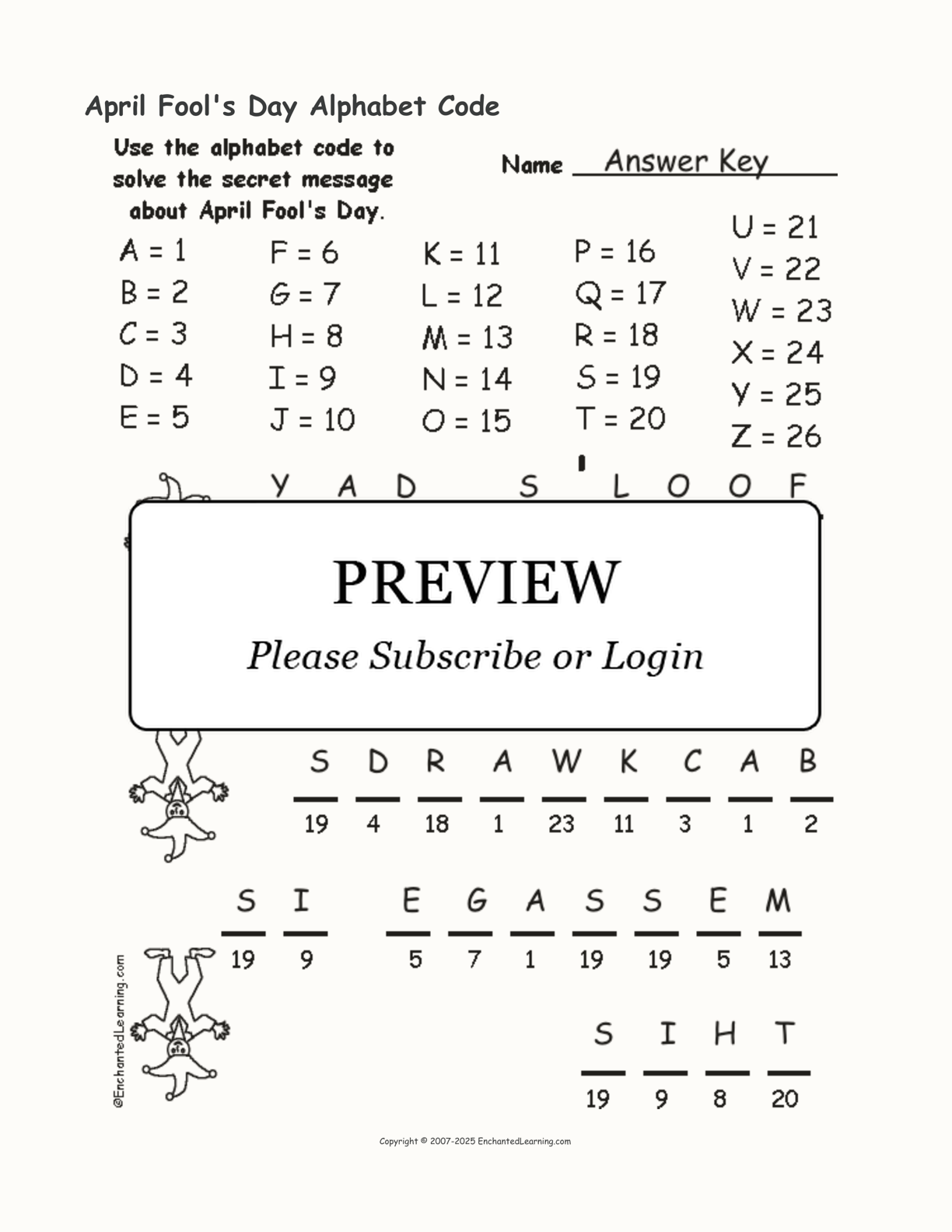 April Fool's Day Alphabet Code interactive worksheet page 2