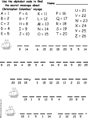 Columbus Day Alphabet Code: EnchantedLearning.com