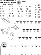 worksheet alphabet decoder Worksheets Halloween Activities: Spelling