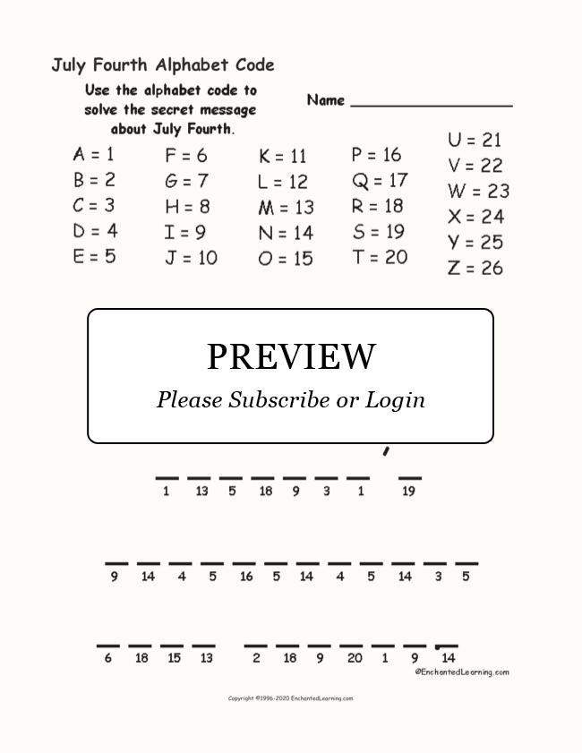 july 4th alphabet code enchanted learning