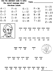 Abraham Lincoln Alphabet Code: EnchantedLearning.com