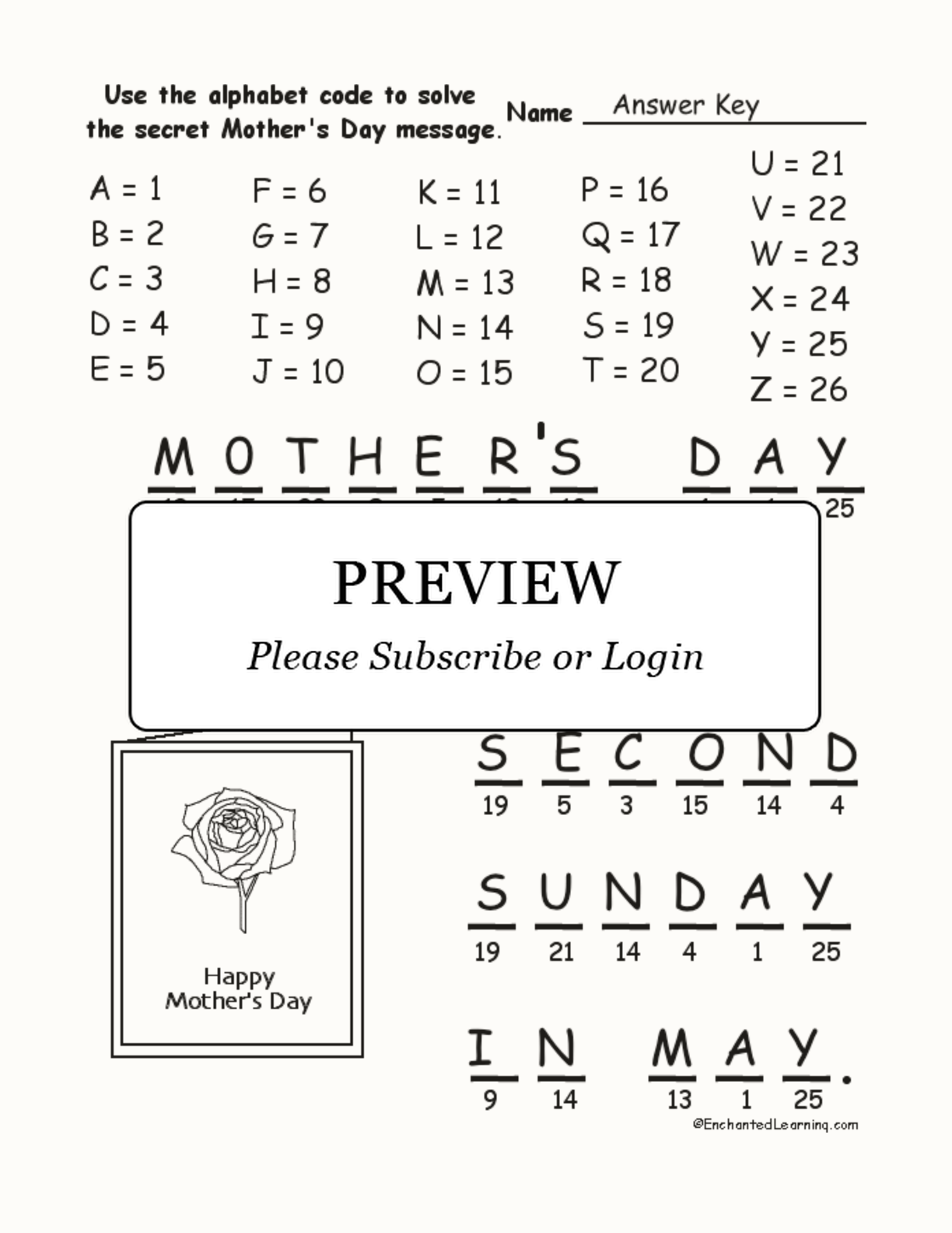 Mother's Day Alphabet Code interactive worksheet page 2