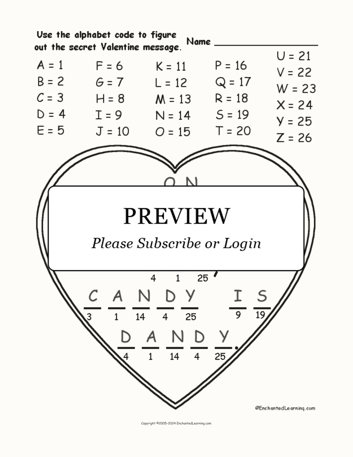 Valentine Alphabet Code interactive worksheet page 2