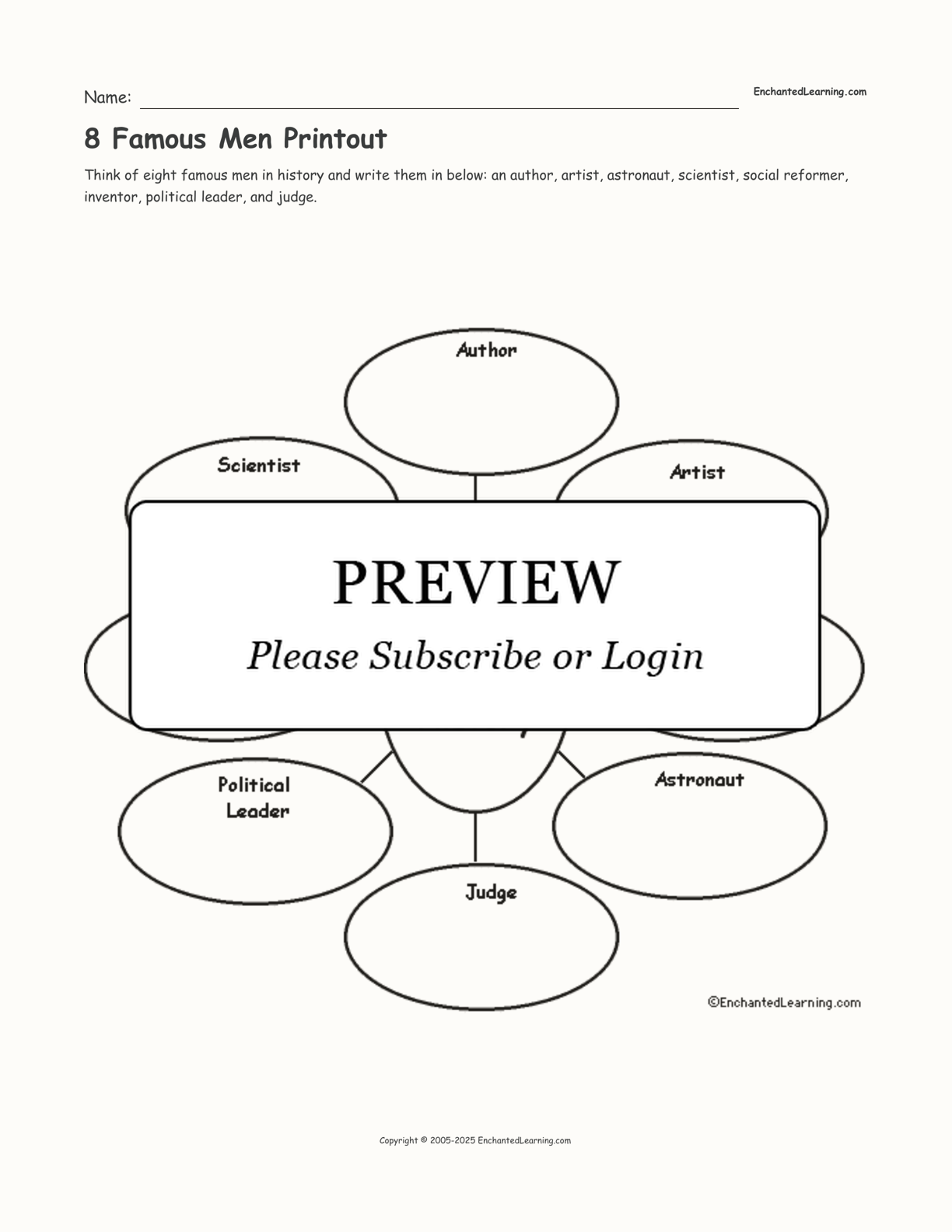 8 Famous Men Printout interactive worksheet page 1