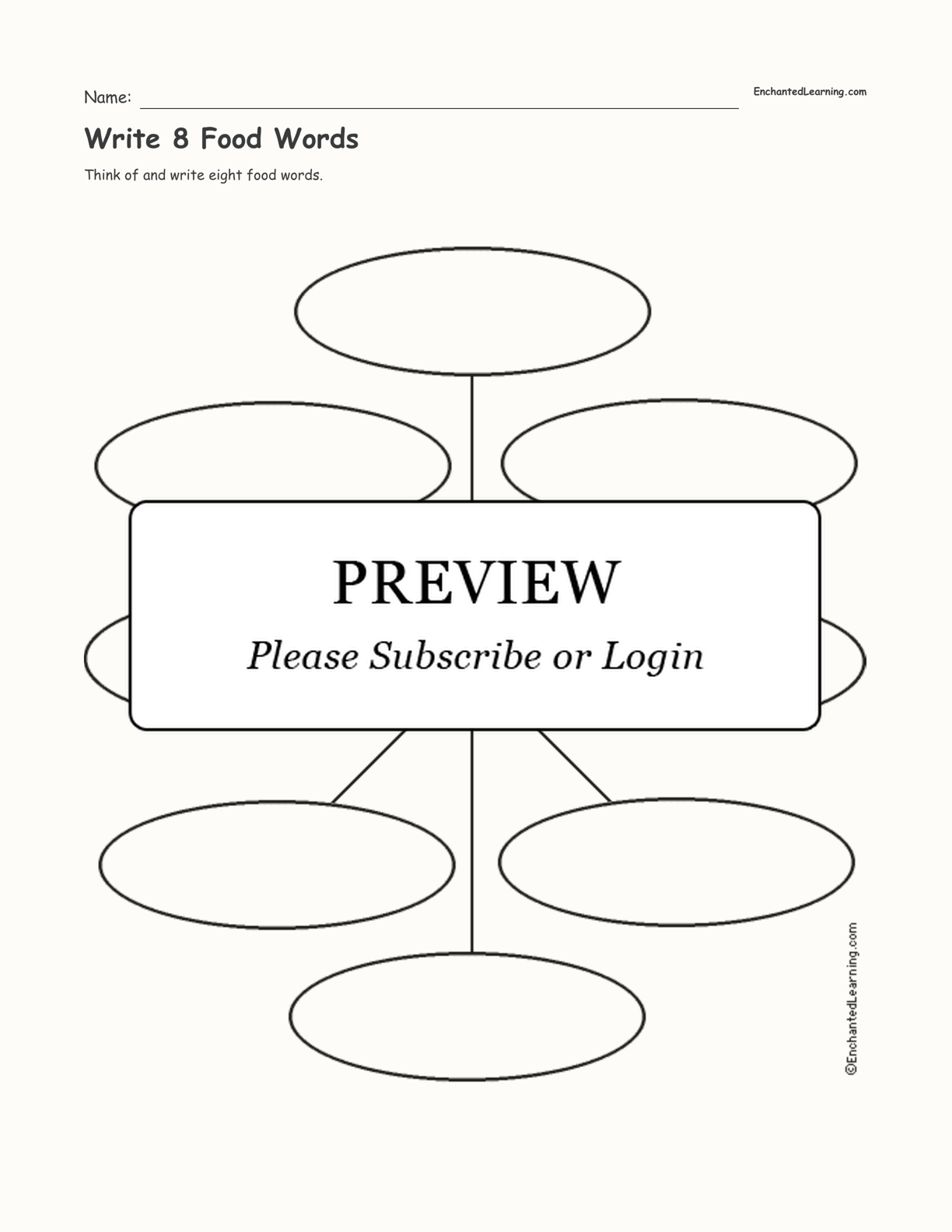 Write 8 Food Words interactive worksheet page 1