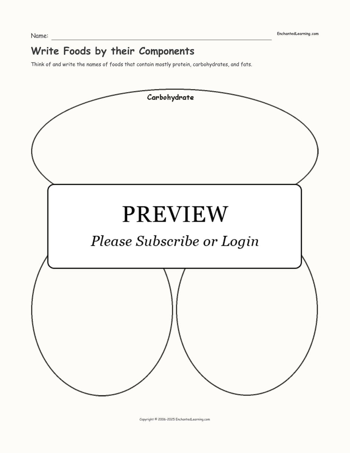 Write Foods by their Components interactive worksheet page 1