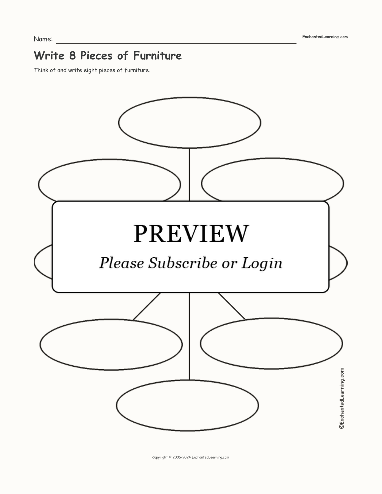 Write 8 Pieces of Furniture interactive worksheet page 1