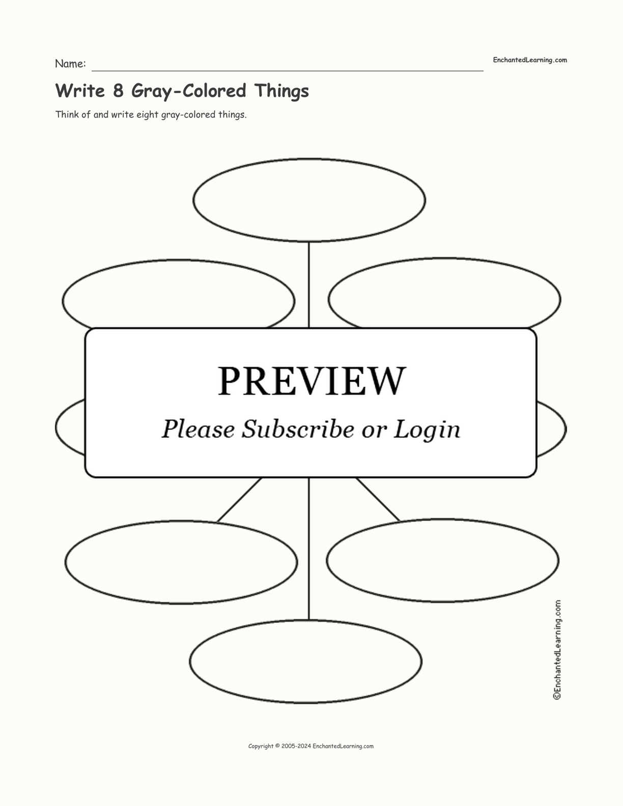 Write 8 Gray-Colored Things interactive worksheet page 1