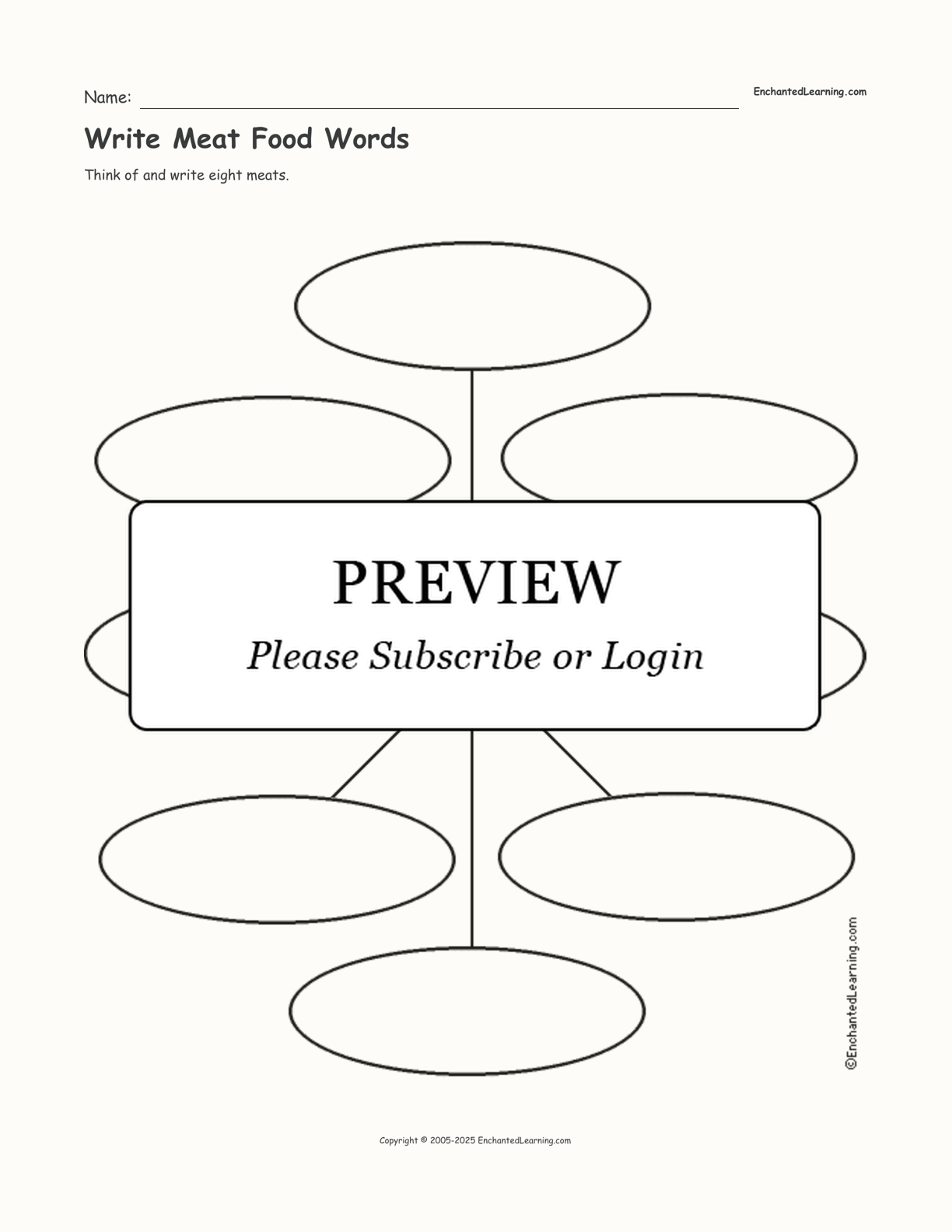 Write Meat Food Words interactive worksheet page 1