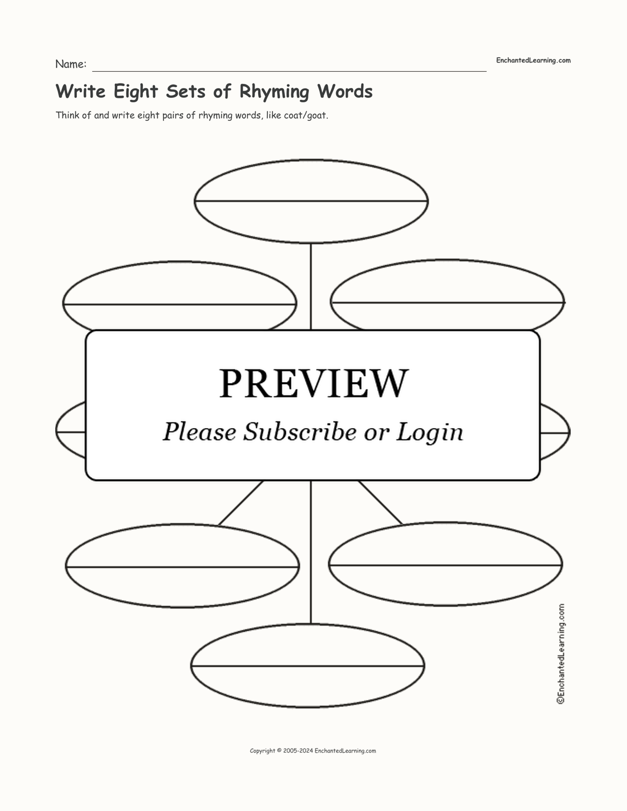 Write Eight Sets of Rhyming Words interactive worksheet page 1