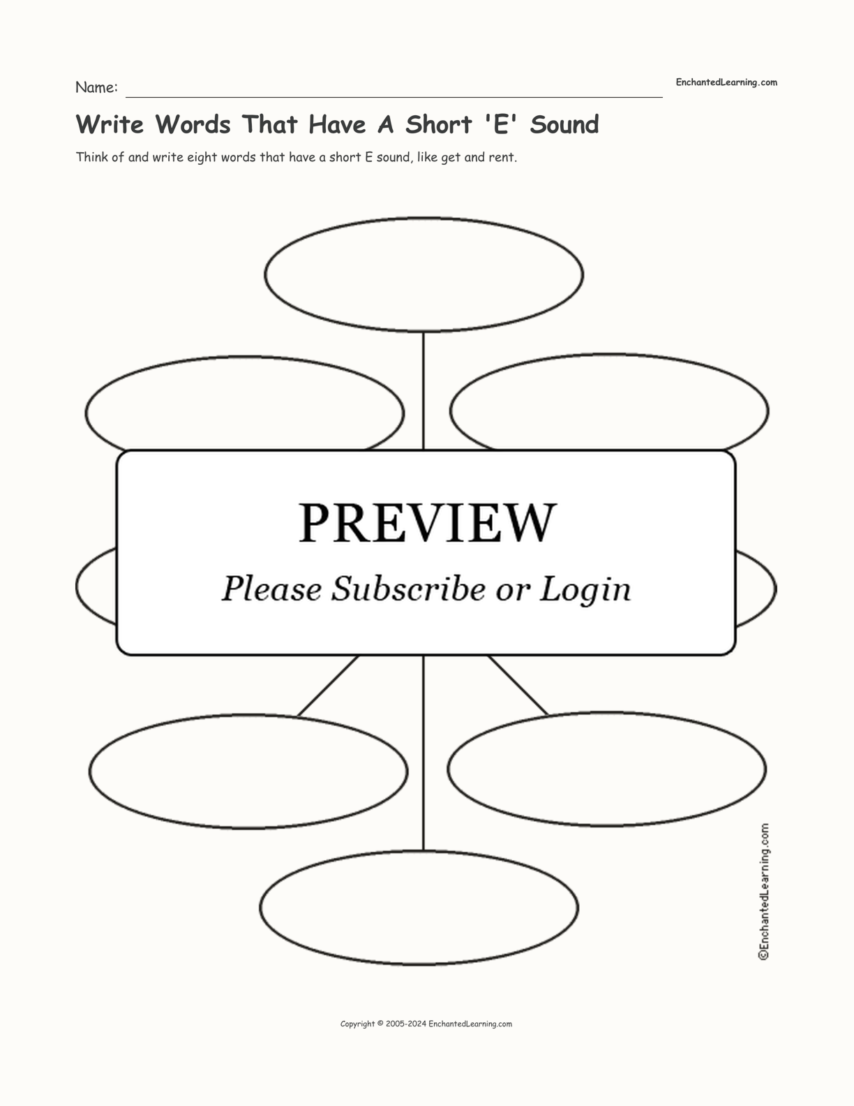 Write Words That Have A Short 'E' Sound interactive worksheet page 1