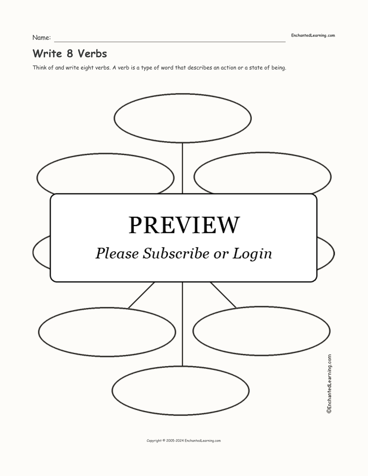 Write 8 Verbs interactive worksheet page 1