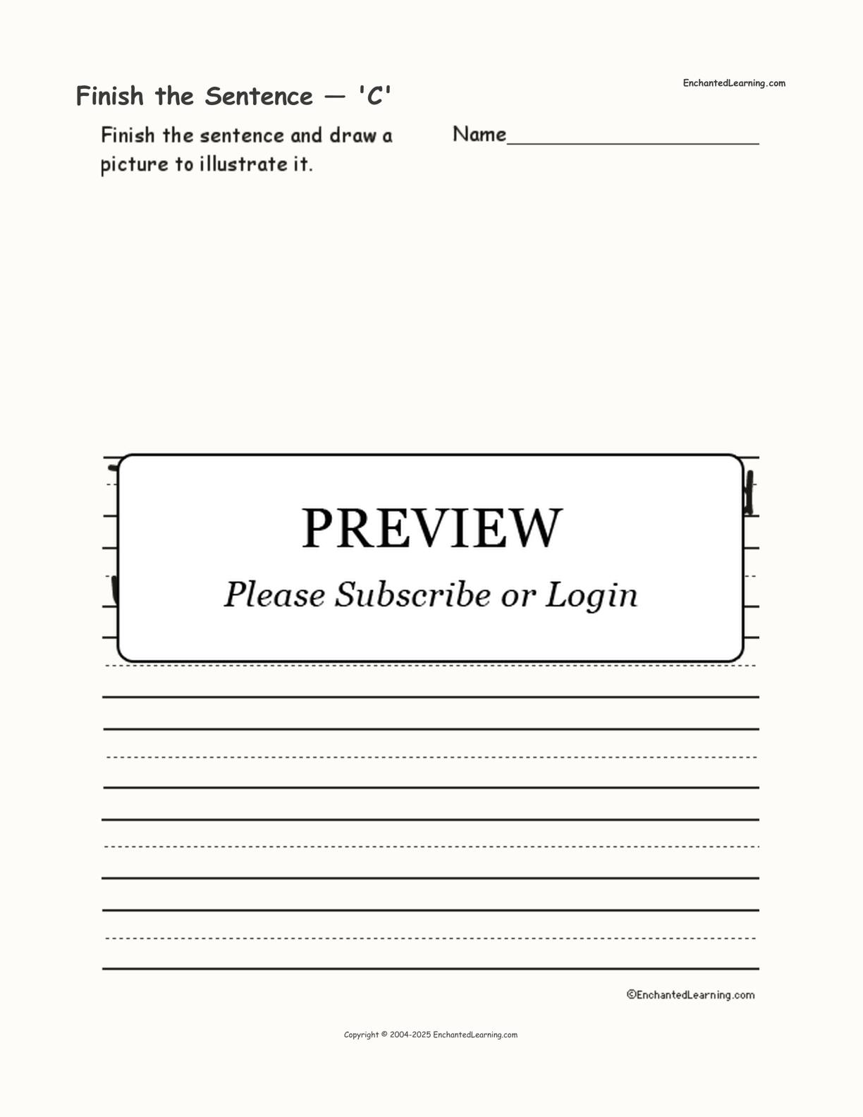 Finish the Sentence — 'C' interactive worksheet page 1