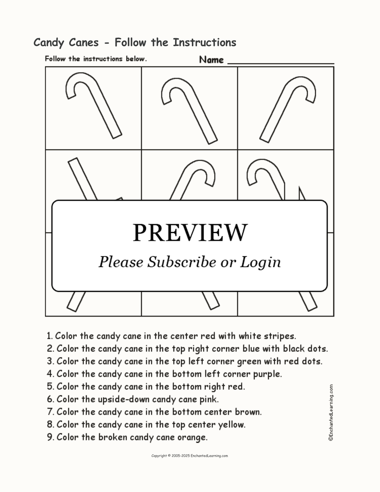 Candy Canes - Follow the Instructions interactive worksheet page 1