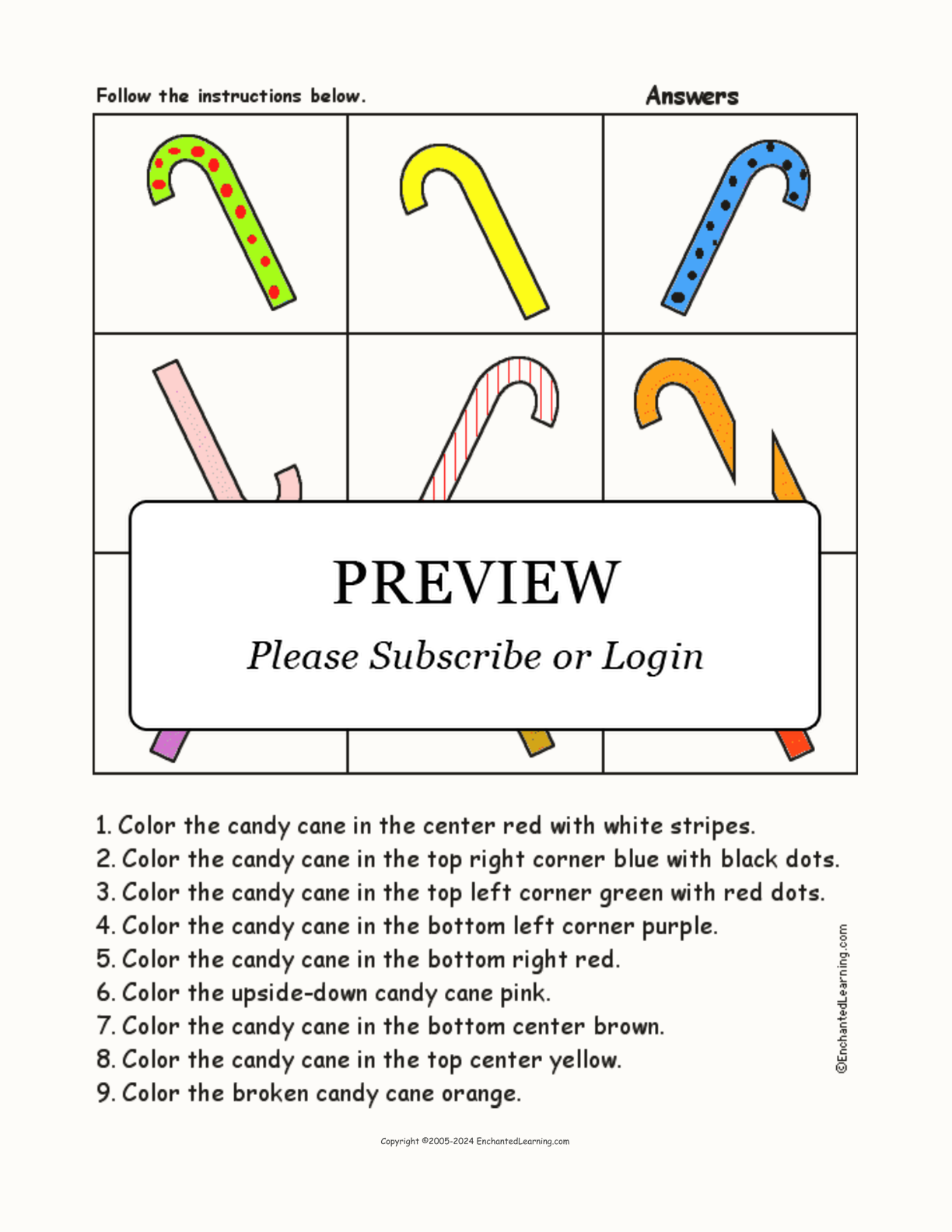 Candy Canes - Follow the Instructions interactive worksheet page 2