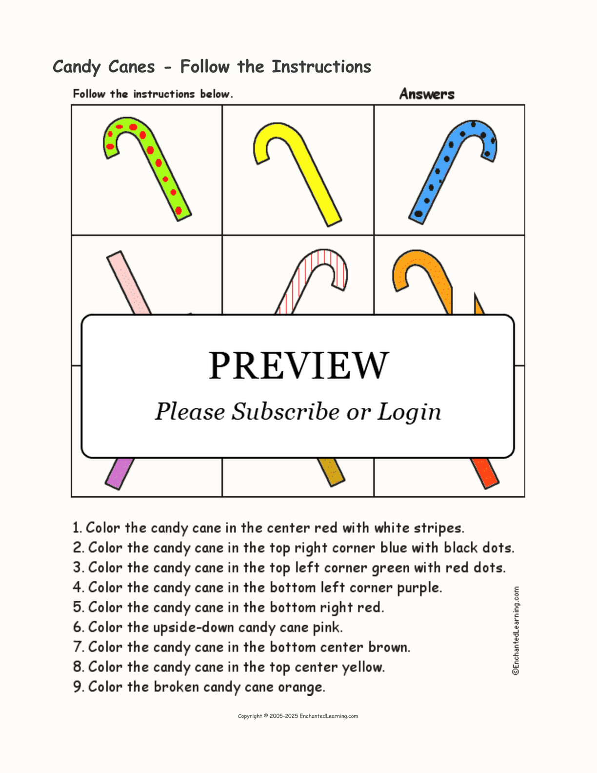 Candy Canes - Follow the Instructions interactive worksheet page 2