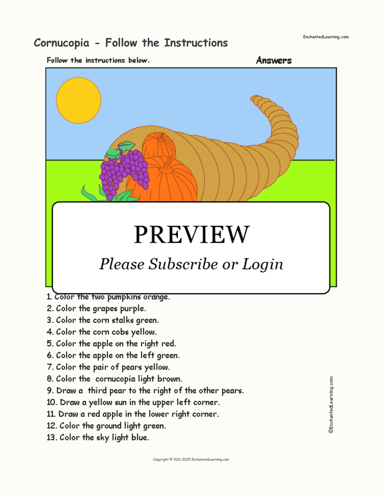 Cornucopia - Follow the Instructions interactive worksheet page 2