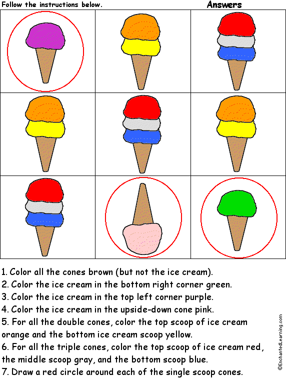 Search result: 'Ice Cream - Follow the Instructions - Answers'