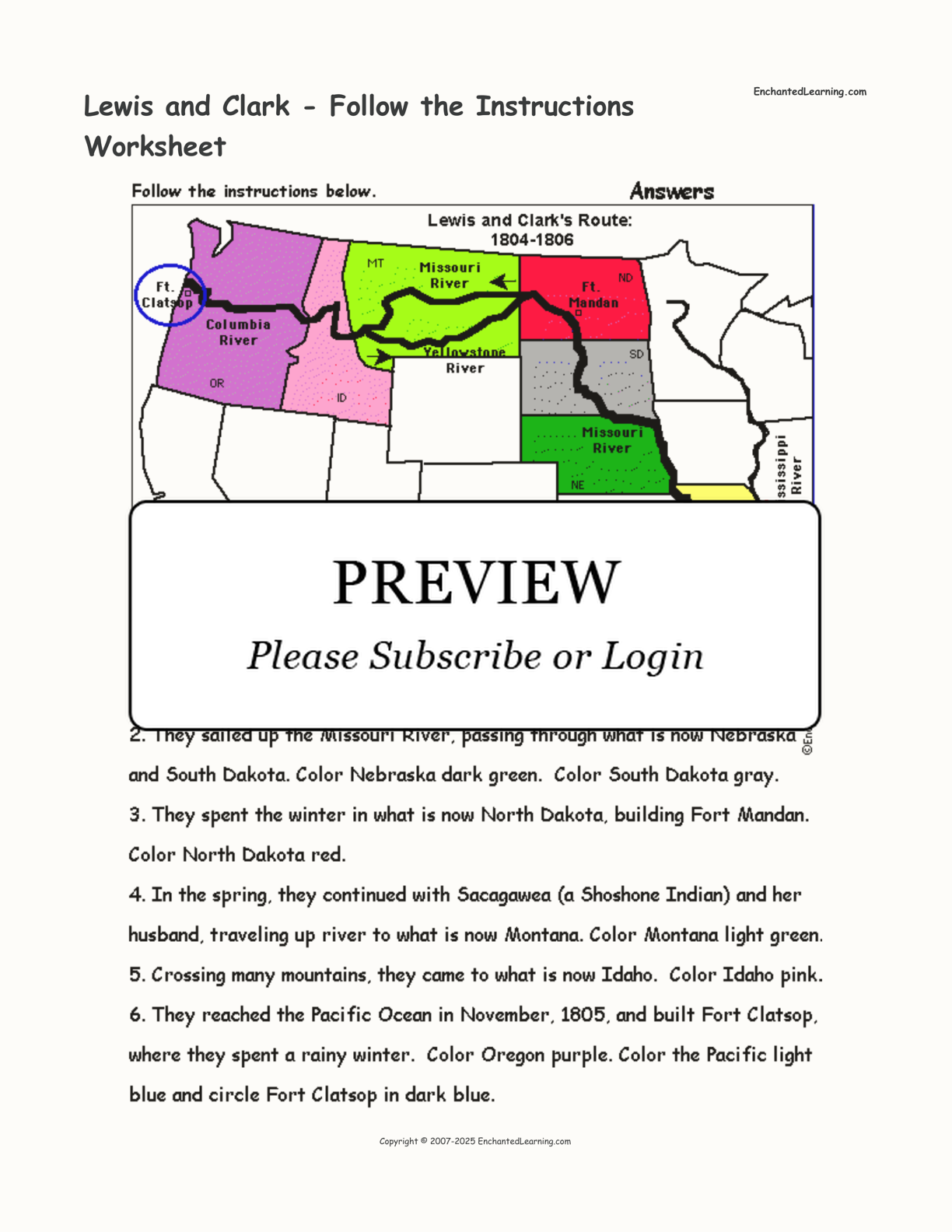 Lewis and Clark - Follow the Instructions Worksheet interactive worksheet page 2