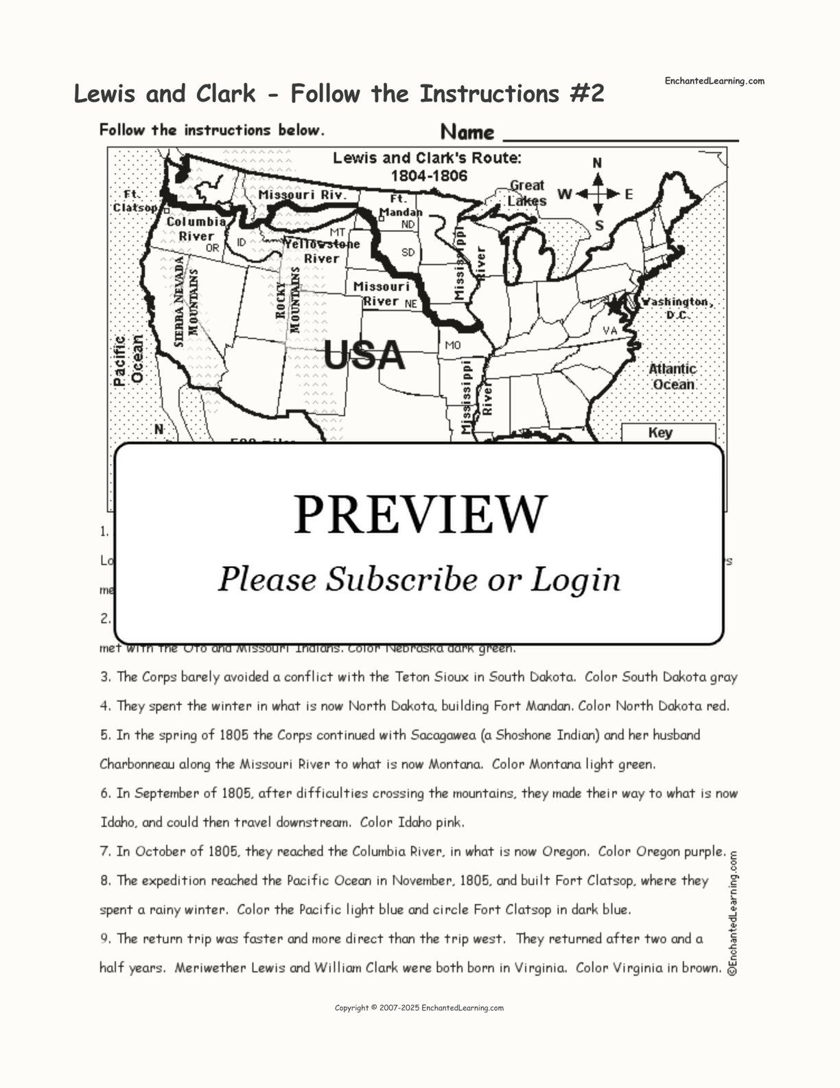 Lewis and Clark - Follow the Instructions #2 interactive worksheet page 1