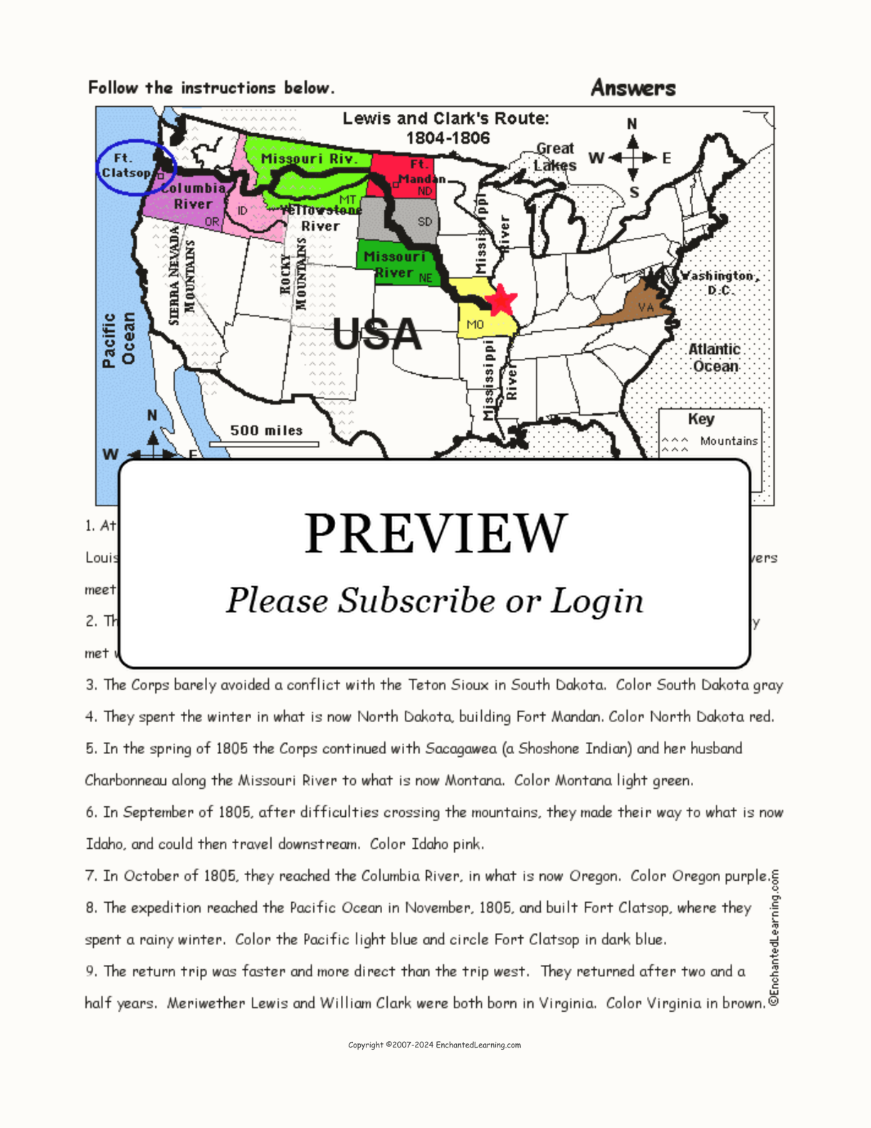 Lewis and Clark - Follow the Instructions #2 interactive worksheet page 2