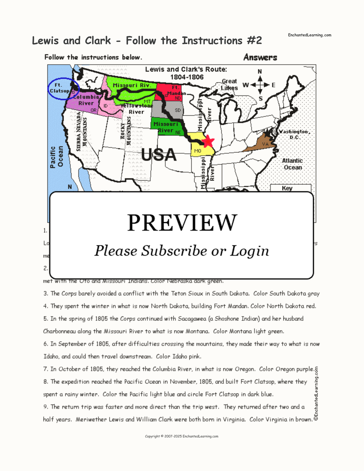 Lewis and Clark - Follow the Instructions #2 interactive worksheet page 2