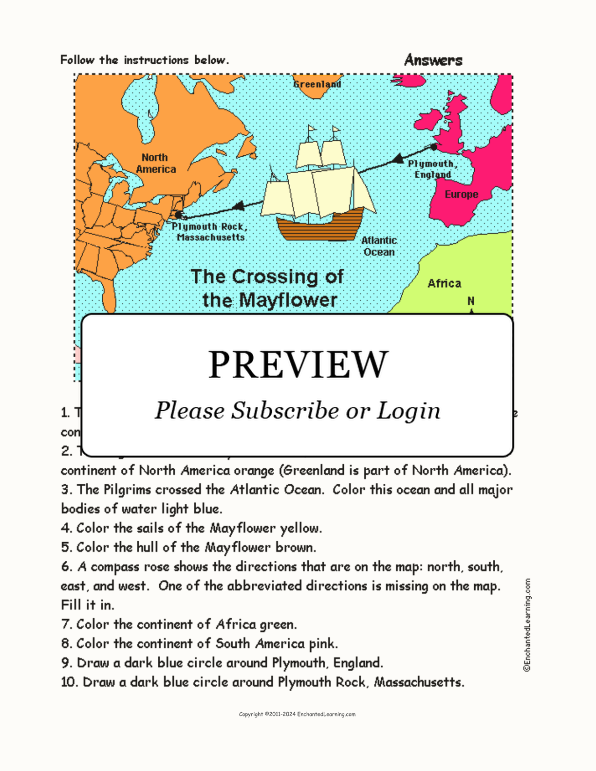 Crossing of the Mayflower - Follow the Instructions interactive worksheet page 2