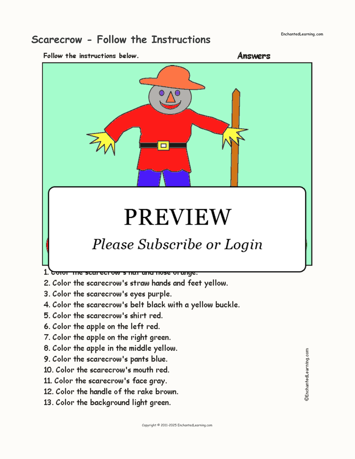 Scarecrow - Follow the Instructions interactive worksheet page 2