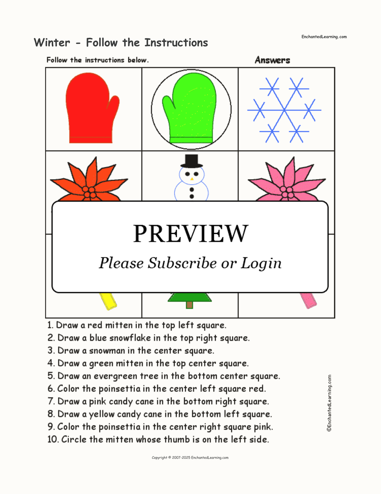 Winter - Follow the Instructions interactive worksheet page 2