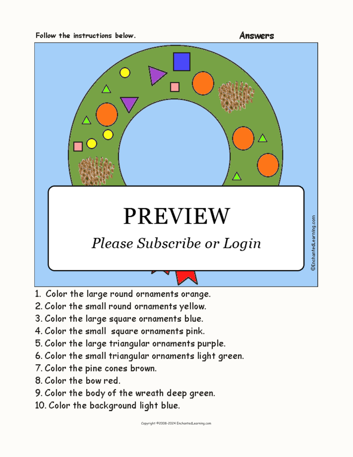 Wreath - Follow the Instructions interactive worksheet page 2