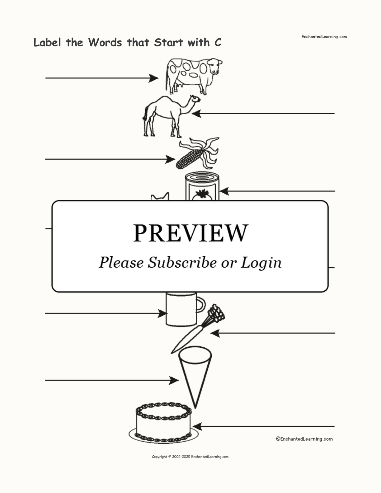 Label the Words that Start with C interactive worksheet page 1